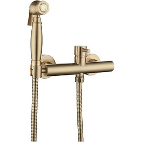 ToiletSpray Set Cloth Diaper Sprayer Kit Brass HandheldSprayer Toilet Kit Brushed Gold Toilet Sprayer Wall Mounted Hot and Cold Water Bathroom Washroom Set,Hole Distance 15 cm(Hole Distance 8.5 Cm)