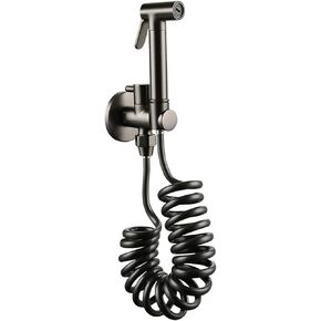 HandheldSprayer for Toilet, Cloth Diaper Sprayer, Wall Mount Gun Grey Handheld Toilet Sprayer, with Brass T-Valve Adapter and Retractable Spring Hose, for Kitchen and Toilet Cleaning