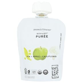 White Leaf Provisions, Baby Food Puree Pea Apple Cauliflower Organic, 3.17 Ounce
