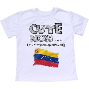 Cute Now... 'Til My Venezuelan Comes Out Toddler Kids Venezuela Flag T-Shirt Top 2T-8T