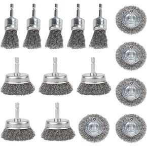 6 Pack Wire Brush for Drill, Carbon Steel Wire Wheel Brush, Cup Brush, Pen Brush Set with 1/4-Inch Hex Shank for for Cleaning Rust, Stripping and Abrasive in Kuwait