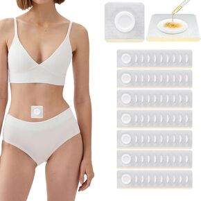 100PCS Disposable Empty Belly Button Patch, Cotton, Leak-Proof Self-Adhesive Castor Oil Patches, Highly Absorbent Core, Breathable, Soft and Comfortable, Wash-Free, Easy to Use(Castor Oil Free)