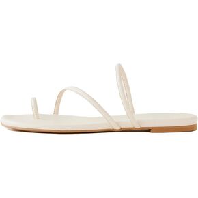 Women's Strappy Flat Sandals Slip On Slides Toe Ring Slippers with Cross Strap Comfortable Open Toe Summer Flats Shoes