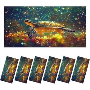 4 Pack Sea Turtle Fluorescent Light Covers for Ceiling Lights Underwater Galaxy Turtles Reefs Starry Bubbles Art Sea Magnetic Light Filters Diffuser Shade for Classroom Home Office School