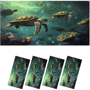 4 Pack Sea Turtle Fluorescent Light Covers for Ceiling Lights Serene Turtle Glide Ocean Stars Coral Wonderland Sea Turtles Magnetic Light Filters Diffuser Shade for Classroom Home Office School