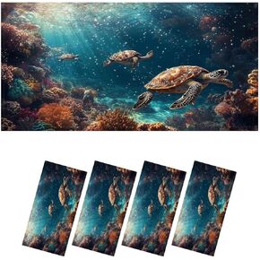 4 Pack Sea Turtle Fluorescent Light Covers for Ceiling Lights Serene Marine Painting Starry Bubbles Turtles Magnetic Light Filters Diffuser Shade for Classroom Home Office School
