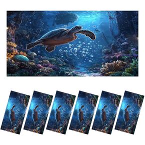 6 Pack Sea Turtle Fluorescent Light Covers for Ceiling Lights Starry Bubbles Coral Reefs Enchanting Sea Turtles Blue Ocean Magnetic Light Filters Diffuser Shade for Classroom Home Office School