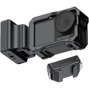 Camera Cage Kit for DJI Osmo Action 5 Pro, 4, 3, with Magnetic Mini Side Handle and Cold Shoe
