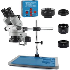 48MP 4K 1080P HDMI USB Video Camera Simul-Focal 3.5X-90X Continuous Zoom Stereo Trinocular Microscope CTV Adapter Barlow Lens(7-45x-01)