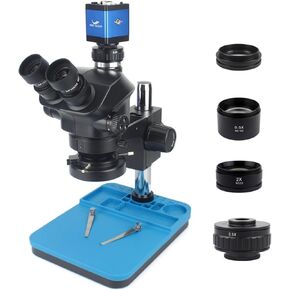 1080P 48MP 2K 4K HDMI USB VGA Video Camera 50X 100X Simul Focal Stereo Trinocular Microscope Set for Phone Soldering PCB Repair(13MP USB HDMI)