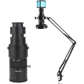 48MP 4K HDMI USB Video Digital Microscope Camera 180X 200X 300X C Mount Lens Cantilever Stand for Phone Repair Soldering Tool(120X Lens Set)