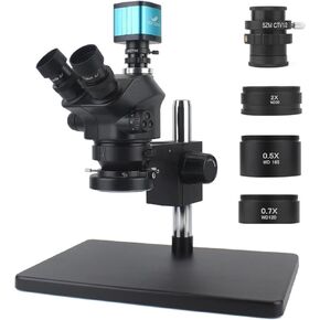 1080P 48MP 4K HDMI USB Digital Video Camera Simul-Focal 50X 100X Stereo Trinocular Microscope C Mount Phone Soldering PCB Repair(with 2.0X 0.5X)