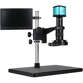 Full HD 48MP 1080P 4K 60FPS Video Microscope Camera 120X 180X 300X HDMI USB Magnifier TF Card Storage Magnifier Welding Repair(with 10 Monitor,180X)