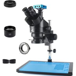 48MP 4K 2K HDMI USB VGA Microscopio Camera 3.5X-90X Simul-Focal Trinocular Stereo Microscope Soldering PCB Jewelry Repair Kit(7X-90X 13MP-01)