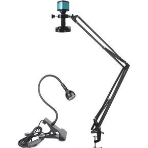 48MP 4K 60FPS HDMI USB Industrial Video Microscope Digital Microscope Camera 130X Zoom C Mount Lens for Phone Repair Soldering(D Stand 510mm)
