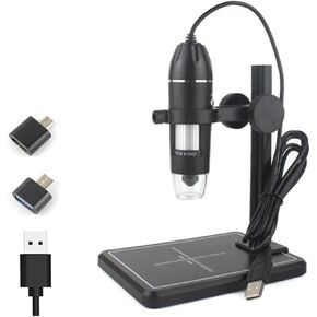 Digital Microscope Camera 3in1 C Type USB Portable Electron 1000X/1600X for Soldering LED Magnifier Mobile Phone Repairing(USB Lift Stand)