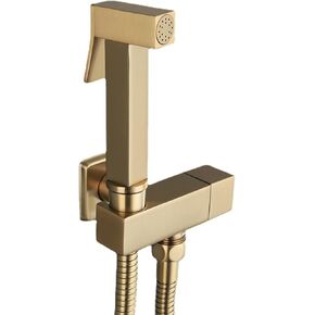 HandheldSprayer for Toilet Brass Portable Baby Cloth Diaper Sprayer Spray Attachment withHose and Bracket, for Feminine Wash, Adjustable Water Pressure Control, Brushed Gold