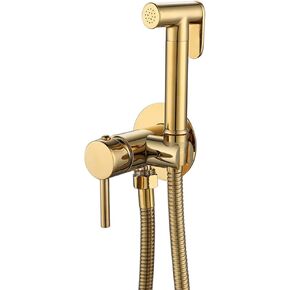 Brass HandheldSprayer for Toilet Gold Portable Baby Cloth Diaper Sprayer for Hot and Cold Water Hand Held ToiletSprayer Head, withHose for Feminine Wash