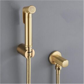 HandheldSprayer for Toilet Brass Portable Baby Cloth Diaper Sprayer Brushed Gold Hand Held ToiletSprayer Head withHose and Bracket, for Feminine Wash, Easy to Install