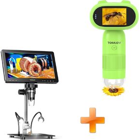 TOMLOV P30 Microscope for Kids, Portable 1000X Slides Digital Microscope with 2" Screen, HD 16MP Camera & 1080P Video+DM9 Max