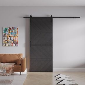 Modern Paneled Manufacture Wood Sliding Barn Door Wave Design with Installation Hardware Kit(Easy Installation),30"×84"