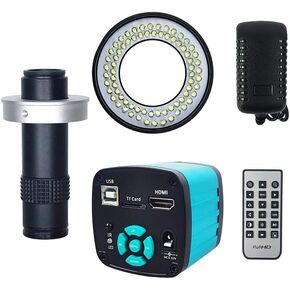 48MP 4K 1080P HDMI USB HD Industrial Video Digital Microscope Camera C Mount Lens LED Ring Light Electronics Soldering Repair (1-130x)