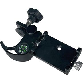 Pole Clamp with Compass & Phone Holder, Aluminium Data Collector Cradle Bracket for Phone Data Collector, Survey Pole Phone Mount