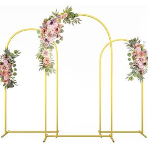 Metal Arch Backdrop Stand Wedding Arch frame Set of 3 (7.2FT,6.6FT,6FT) Gold Backdrop Arch Stand for Wedding Ceremony Birthday Party Baby Shower Graduation Ceremony Decoration
