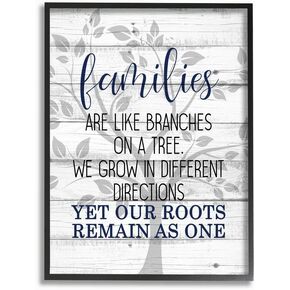 Stupell Industries Family Branches and Roots Phrase Tree Growth Inspiration, Designed by Kim Allen Wall Art, 11 x 14, Black Framed