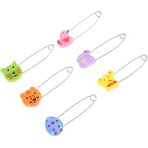 Uonlytech 30Pcs Plastic Safety Pins with Animal Heads Long Safety Pins for Diapers Plastic Head Design for Shower and Everyday Use