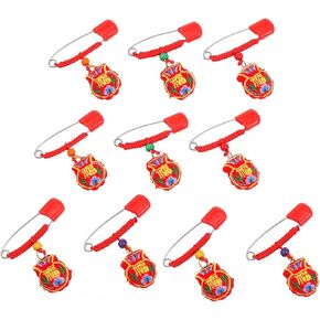 jojofuny 10pcs Safety Pin Brooch Amulet Sachet for Embroidered Cloth Diaper Fastener Comfortable Fit Waist Year Tiger Blessing for Newborns