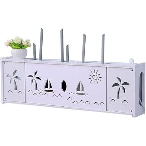 صندوق تخزين جهاز التوجيه ， صندوق تخزين WiFi Router ، صندوق تخزين WiFi غرفة المعيشة مثبتة على الحائط ، WiFi Storage Box Decoration TV BIX Plug-in Box (White-A)