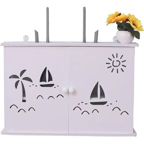 Router Storage Box，WiFi Router Storage Box, Wall Hanging Storage Shelf, WiFi Router Storage Boxes, Wooden Box Cable Power Wire Bracket