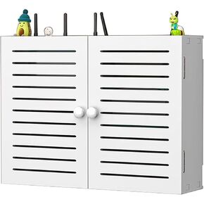 Router Storage Box，WiFi Router Storage Box, Wireless WiFi Rack, Wall-Mounted Decorative Shielding Box, Punch-Free TV Set-top Box(B,42x11x30cm)
