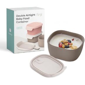 Baby Food Storage Containers – Silicone BPA Free, Airtight Lid – Microwave & Dishwasher Safe Baby Food Jars – Reusable Containers with Lids – Kids Snack Container - Taupe Brown