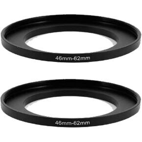 46mm-62mm Step Up Ring(46mm Lens to 62mm Filter, Hood,Lens Converter and Other Accessories), 46mm-62 Aerometal Camera Lens Filter Adapter Ring-2 Packs