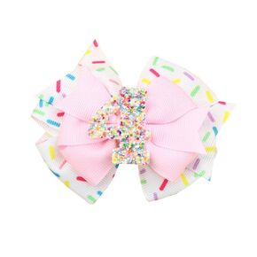 PandaEar Birthday Hair Bow for Baby Girls 1 2 3 4 5 6 Years Pink Sprinkle Decorations Confetti Hair Accessories for Birthday Party, Photoshoot Pink-2