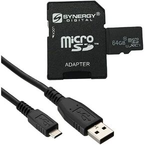 Synergy Digital Accessory Kit, Compatible with Zoom Q2n-4K Camcorder includes: USBM USB Cable, SY-MSD64GB Memory Card
