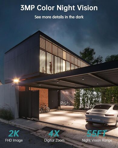 ZUMIMALL Solar Security Cameras Wireless Outdoor - 4 Packs, 360° View Outdoor Camera Wireless Solar Powered,2.4G WiFi Only, Spotlight/Siren//3MP Color Night Vision/AI Detection/IP66, Work with Alexa in Saudi Arabia