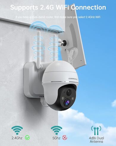 ZUMIMALL Solar Security Cameras Wireless Outdoor - 4 Packs, 360° View Outdoor Camera Wireless Solar Powered,2.4G WiFi Only, Spotlight/Siren//3MP Color Night Vision/AI Detection/IP66, Work with Alexa in Saudi Arabia