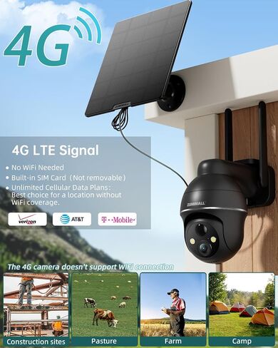 ZUMIMALL Solar Security Cameras Wireless Outdoor - 4 Packs, 360° View Outdoor Camera Wireless Solar Powered,2.4G WiFi Only, Spotlight/Siren//3MP Color Night Vision/AI Detection/IP66, Work with Alexa in Saudi Arabia