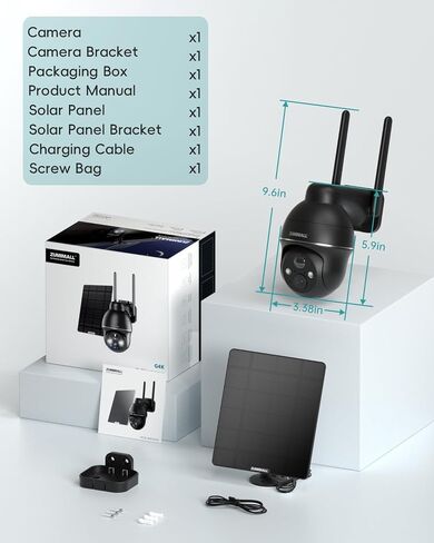 ZUMIMALL Solar Security Cameras Wireless Outdoor - 4 Packs, 360° View Outdoor Camera Wireless Solar Powered,2.4G WiFi Only, Spotlight/Siren//3MP Color Night Vision/AI Detection/IP66, Work with Alexa in Saudi Arabia