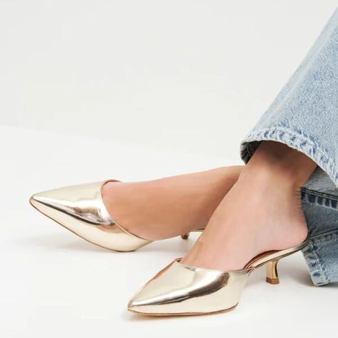 Women Kitten Heels Mules Mesh Pointed Toe Low Heel Pumps Closed Toe Slingback Dress Shoes in Saudi Arabia
