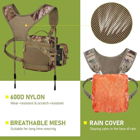 Binocular Harness Chest Pack for Female Hunter with Rangefinder Pouch, Bino Harness with Rain Cover for Women in Kuwait