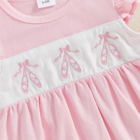 MoZiKQin Baby Girl Summer Romper Boutique Bow Embroidery Ruffle Sleeve Jumpsuit Cute Clothes for Newborn Toddler in Kuwait