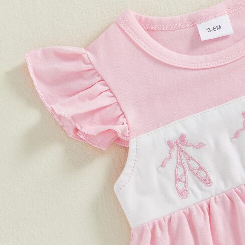 MoZiKQin Baby Girl Summer Romper Boutique Bow Embroidery Ruffle Sleeve Jumpsuit Cute Clothes for Newborn Toddler in Saudi Arabia