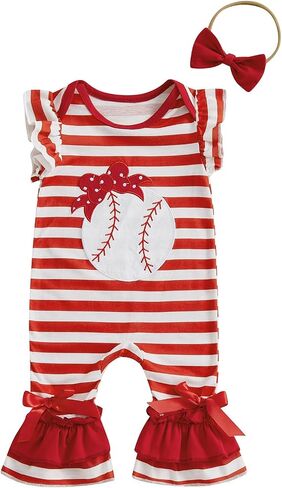 Baby Girl Baseball Outfit Newborn Romper Jumpsuits Sleeveless One Piece Clothes Cute Infant Summer Clothing in Saudi Arabia