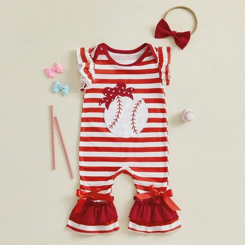 Baby Girl Baseball Outfit Newborn Romper Jumpsuits Sleeveless One Piece Clothes Cute Infant Summer Clothing in Saudi Arabia