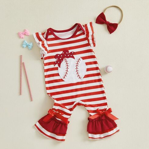 Baby Girl Baseball Outfit Newborn Romper Jumpsuits Sleeveless One Piece Clothes Cute Infant Summer Clothing in Saudi Arabia