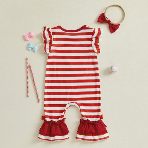Baby Girl Baseball Outfit Newborn Romper Jumpsuits Sleeveless One Piece Clothes Cute Infant Summer Clothing in Saudi Arabia